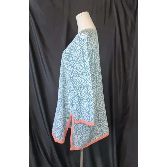 Tuckernuck Oliphant Blue Geometric Block Print Cotton Tunic Top XL - Picture 5 of 9